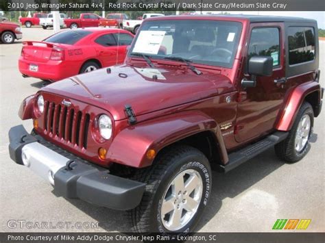 In the database of masbukti, available 9 modifications which released in 2010: Red Rock Crystal Pearl - 2010 Jeep Wrangler Sahara 4x4 ...