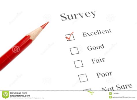 Survey Questionnaire With Red Pencil Stock Photo Image Of Paper