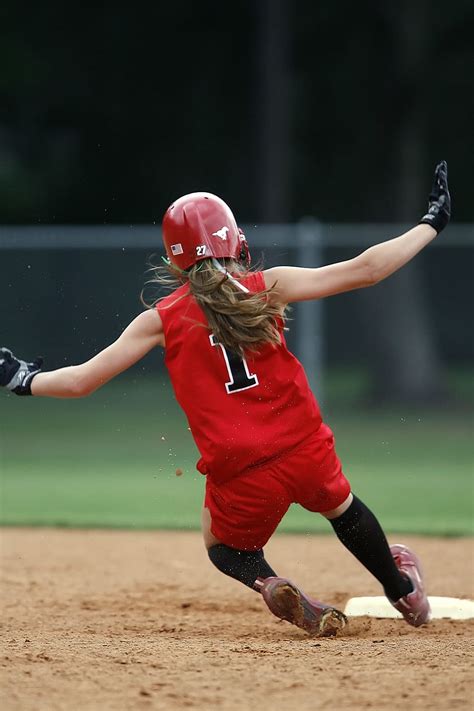 Hd Wallpaper Softball Player Sliding Base Game Competition