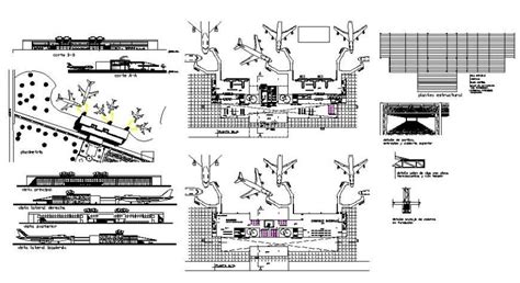 Airport Terminal Elevation Section Floor Plan And Landscaping