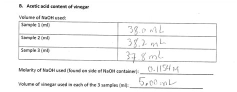 Solved Molarity Of NaOH Used Found On Side Of NaOH Chegg Com