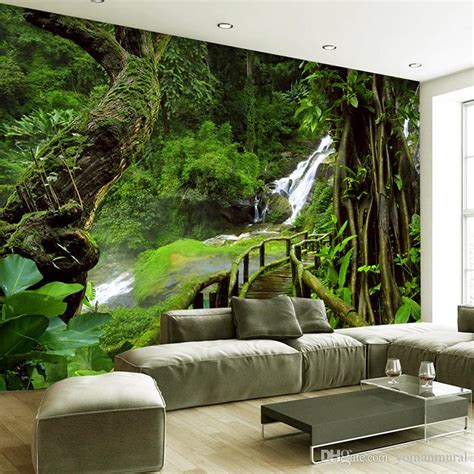 Custom Wallpaper Murals 3d Hd Nature Green Forest Trees
