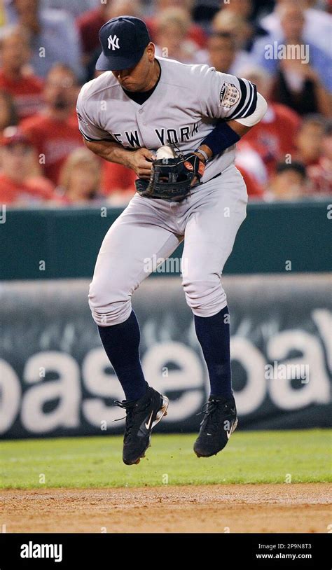 New York Yankees Alex Rodriguez Traps A Grounder By Los Angeles Angels