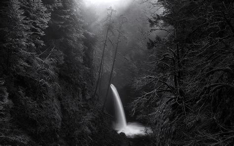 Nature Landscape Waterfall Morning Sunlight Forest Mist Canyon