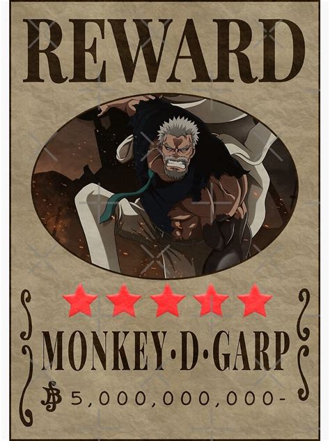 Garp Wanted Bounty Poster One Piece Marines Reward Cross Guild Poster For Sale By One Piece