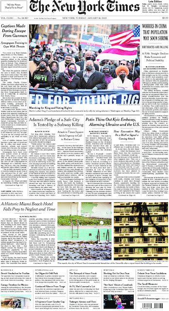 The New York Times International Edition In Print For Wednesday Jan