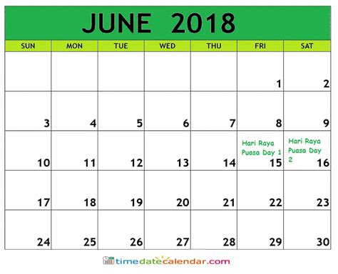 Asia tide times, asia tide tables, asia high tide, asia low tide. June Calendar 2018 Malaysia - Free Printable Calendar ...