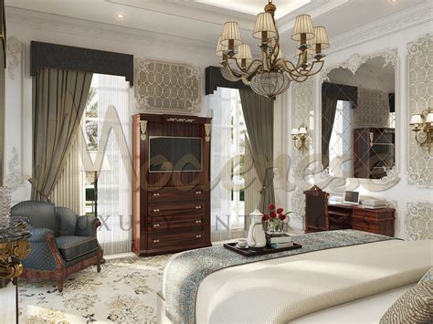تصميم غرفة نوم كلاسيكية لفيلا في المغرب
