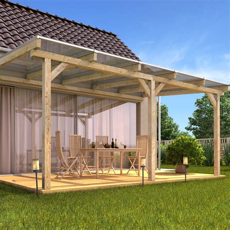 Solid Wood Canopy Set Roof Polycarbonate Sheet Garden Patio 400x300cm