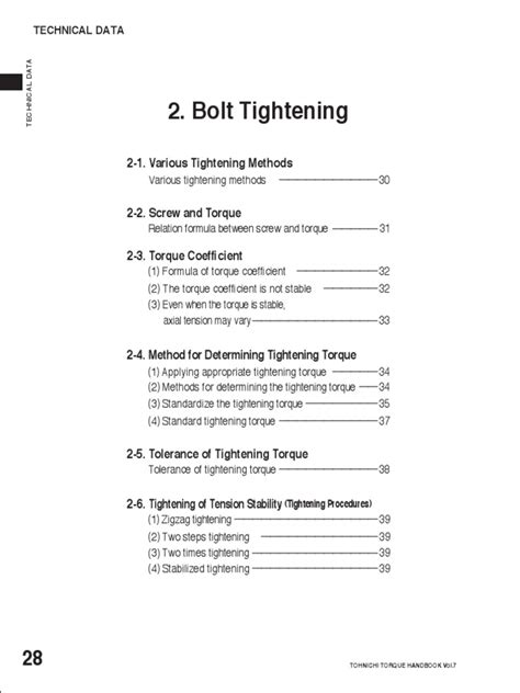 Bolt Tightening Handbook Technical Data Pdf Screw Nut Hardware