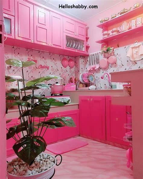 ide desain dapur minimalis pink terbaru  terkeren generasi arsitek