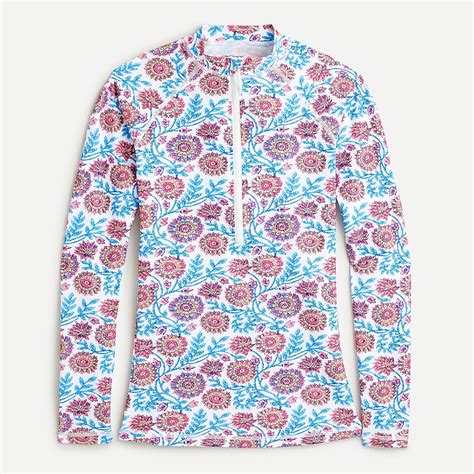 Jcrew Long Sleeve Rash Guard In Floral Vine Block Print For Women