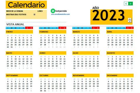 Plantilla Excel Calendario 2023 Descarga Gratis Ariaatr Com Kulturaupice