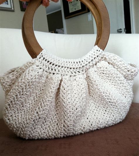 Items Similar To Gorgeous Crochet Bag With Wooden Handles On Etsy
