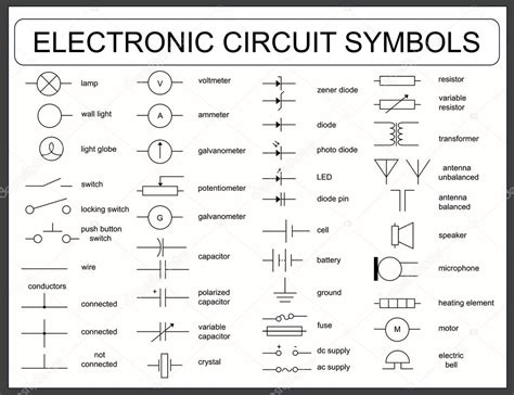 Set Of Electronic Circuit Symbols Stock Vector Frenta 123335110