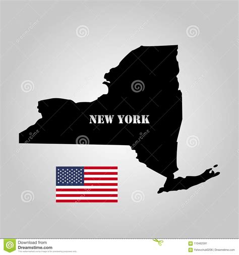 Territory Of New York On A Grey Background Stock Vector Illustration