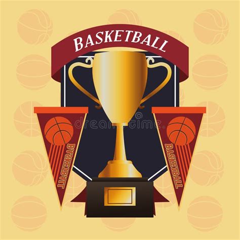Basketball Sport Poster With Trophy Cup Stock Vector Illustration Of