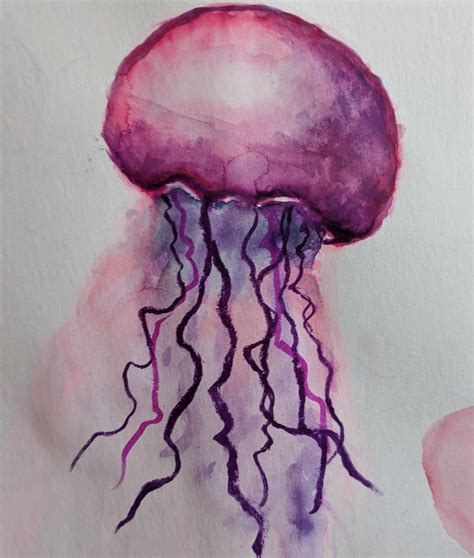 Simple Watercolor Jellyfish Painting In 2020 Watercolor Jellyfish