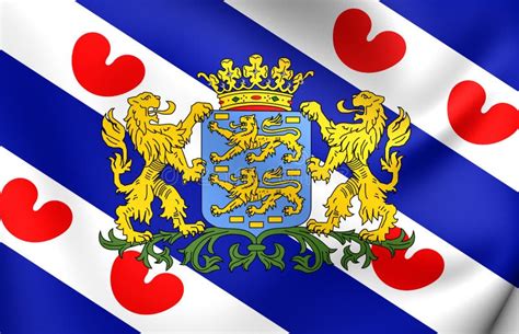 3d Flag Of Friesland Province Netherlands Stock Illustration