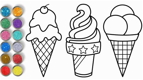 Glitter Ice Cream ♥ Drawing And Coloring ♥ How To Draw Ice Cream For