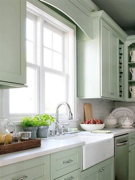 Open kitchen shelves with brackets. 15+ Green Kitchen Cabinets Design, Photos, Ideas & Inspiration