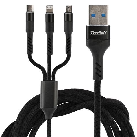 Usb Fast Charging Cable Universal 3 In 1 Multi Function Cell Phone Cord