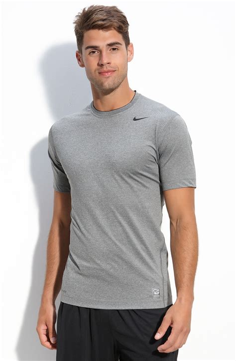 Nike Pro Combat Dri Fit Fitted T Shirt In Gray For Men Carbon Heather