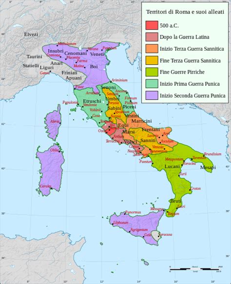 File Roman Conquest Of Italy It Svg Italy History Map Italy