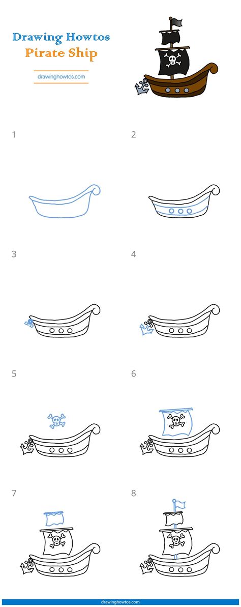 How To Draw A Pirate Ship Step By Step Easy Drawing Guides Drawing