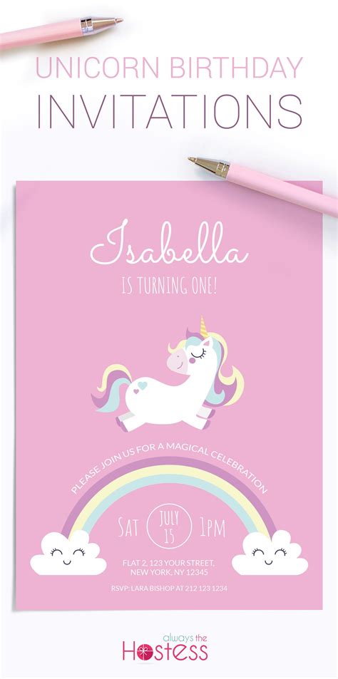 Unicorn Birthday Invitations, Unicorn Invitation (Party Pack), Kids