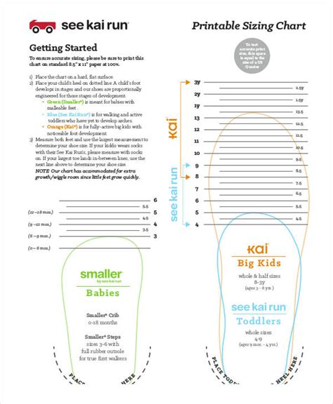 Printable Toddler Shoe Size Chart