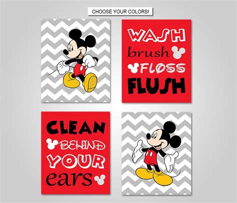 Disney mickey mouse wall stickers for kids bathroom accessories home decorative. Disney Mickey Kids Bathroom Wall Art - Mickey Kids ...