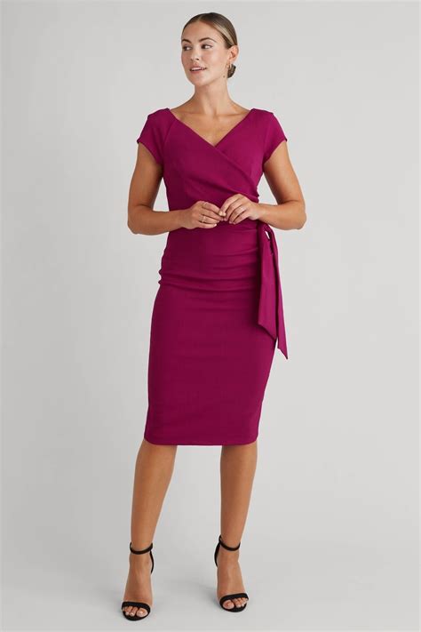 dresses hourglass faux wrap pencil dress