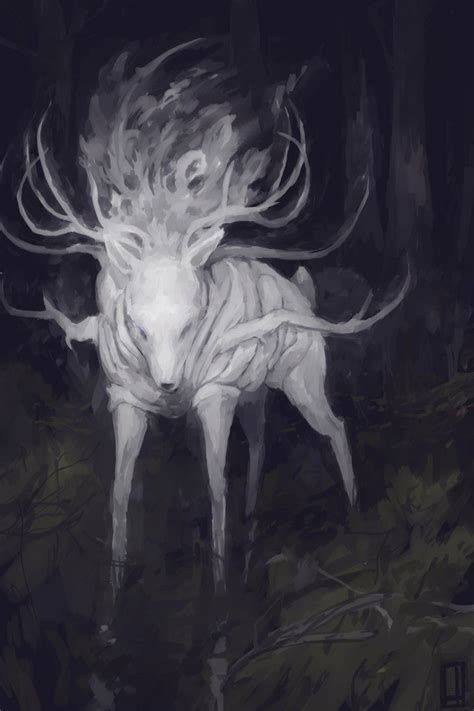 Spirit Wolf Deer Antlers Dark Fantasy Fantasy Art Native American