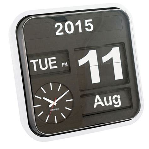 Great savings free delivery / collection on many items. Vintage Wall Clock with Flip Calendar - Black Homeware ...