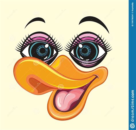 Cute Duck Cartoon Face Duck With A Smile Stock Vector Illustration