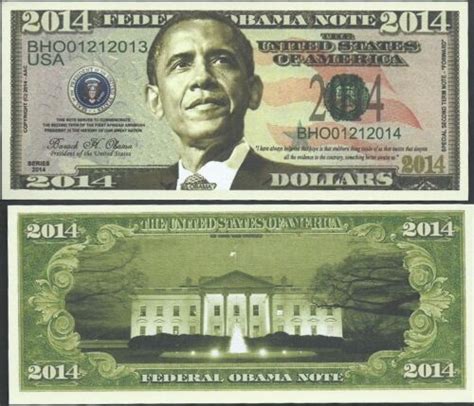 Barack Obama 2014 Special 2nd Term Federal Obama Note Lot Of 2 Bills