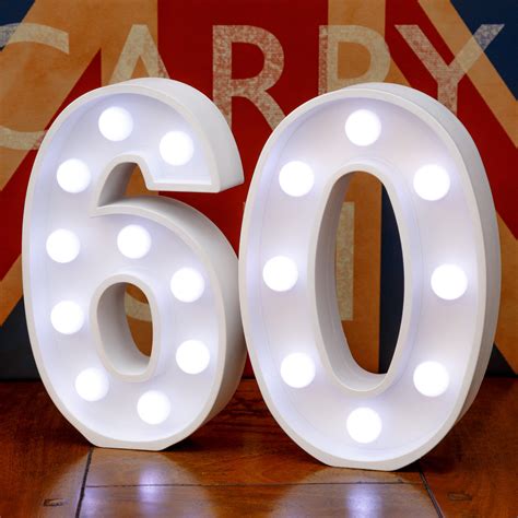 A gift for him or her. Light Up Number 60 Sixty 60th Birthday 23cm 9 high | Etsy