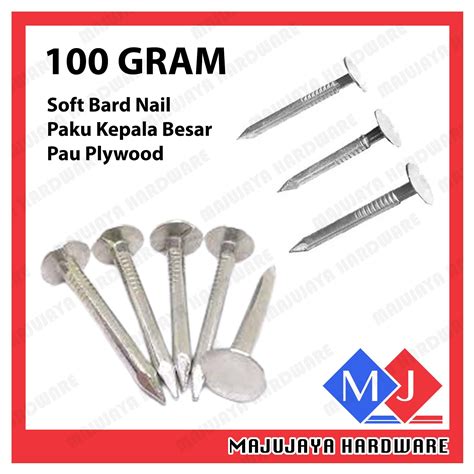 100g Flat Head Nail Paku Kepala Besar Paku Plywood Soft Board Nail Paku Kapal Rata 3 4 1