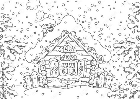 Small Log Hut In Snow On Christmas Stock Vektorgrafik Adobe Stock