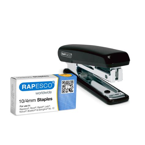 Pocket Stapler And 1000 Staples 104 Mm Black Blue Or Red Rapesco