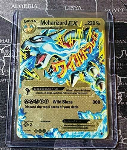 Pokemon Mega Charizard Ex Flash Fire Full Art Gold Metal Custom Card