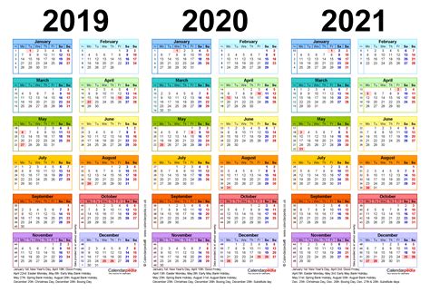 Für denjenigen, der kein excel installiert hat oder keine entsprechende software zur verfügung hat, kann auch das pdf herunterladen und dieses. Three year calendars for 2019, 2020 & 2021 (UK) for Excel