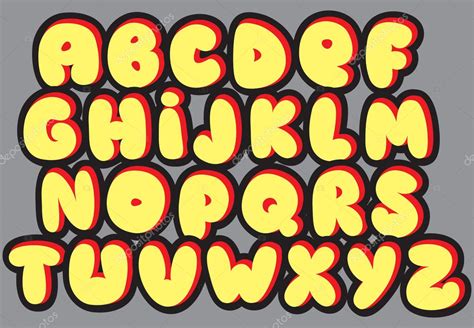 Graffiti Font Alphabet Different Letters Vector Illustration Premium