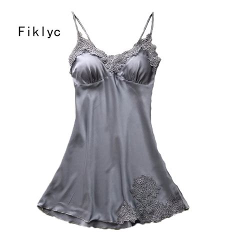 Fiklyc Brand Lace Flower Sleeveless Sexy Womens Padded Nightwear M L Xl Three Size Female Mini