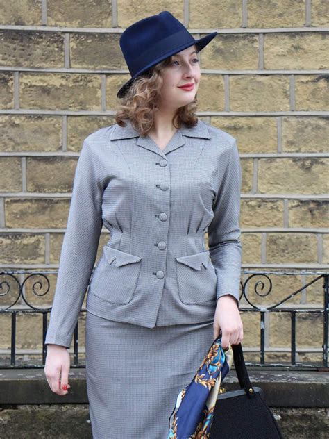 Grey Check Victory Suit Socialite Replica 1940s Womens Skirt Etsy