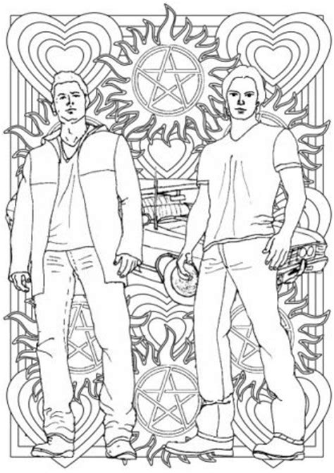 Designs are printed on both sides of the page. Supernatural - Colouring for Grown-Ups - Sam and Dean ...
