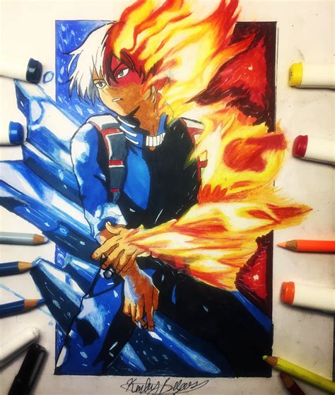 Shoto Todoroki Fan Art With Copic Markers And Prisma