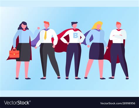 Superheroes Standing In Cloak Together Royalty Free Vector