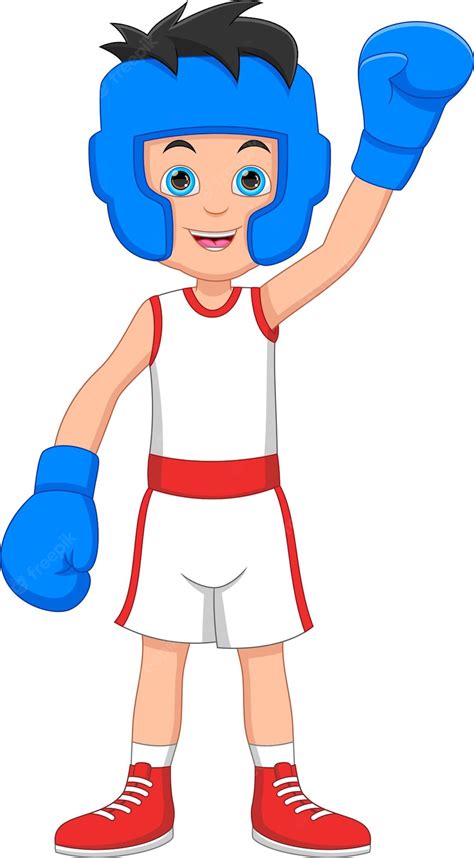 Premium Vector Boy Boxing Cartoon On White Background